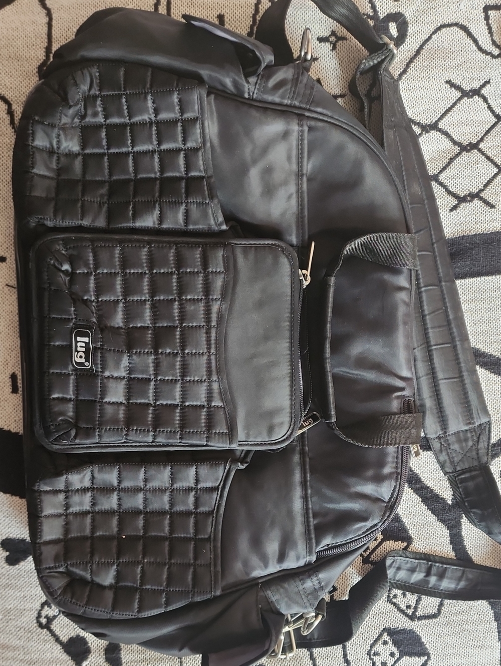 lug Black Quilted Crossbody Messenger Sling